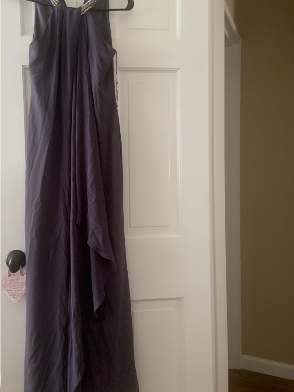Aidan Mattox Beaded Halter Maxi Dress in Plum